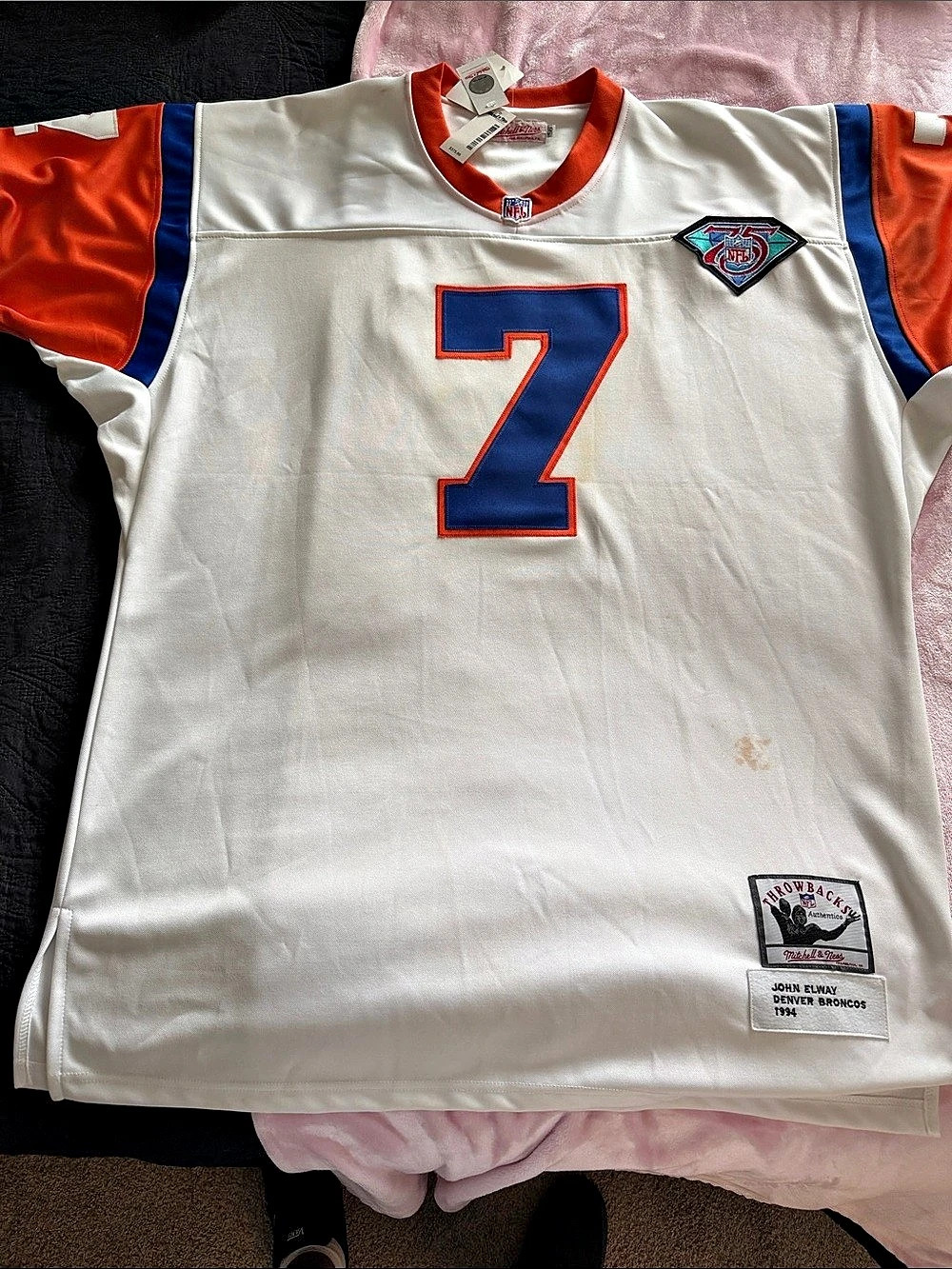Mitchell & Ness John Elway Denver Broncos 1994 White Authentic Jersey Size Large